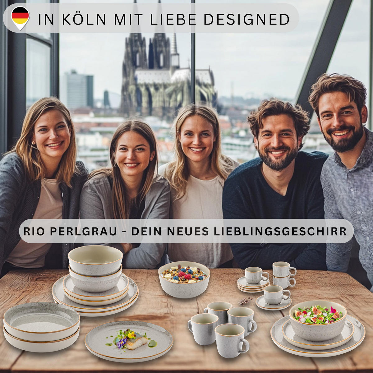 TAFELSERVICE RIO PERLGRAU - 36 teilig aus Steingut 12 Personen - Grau, Stein (50/30/80cm) - Sänger