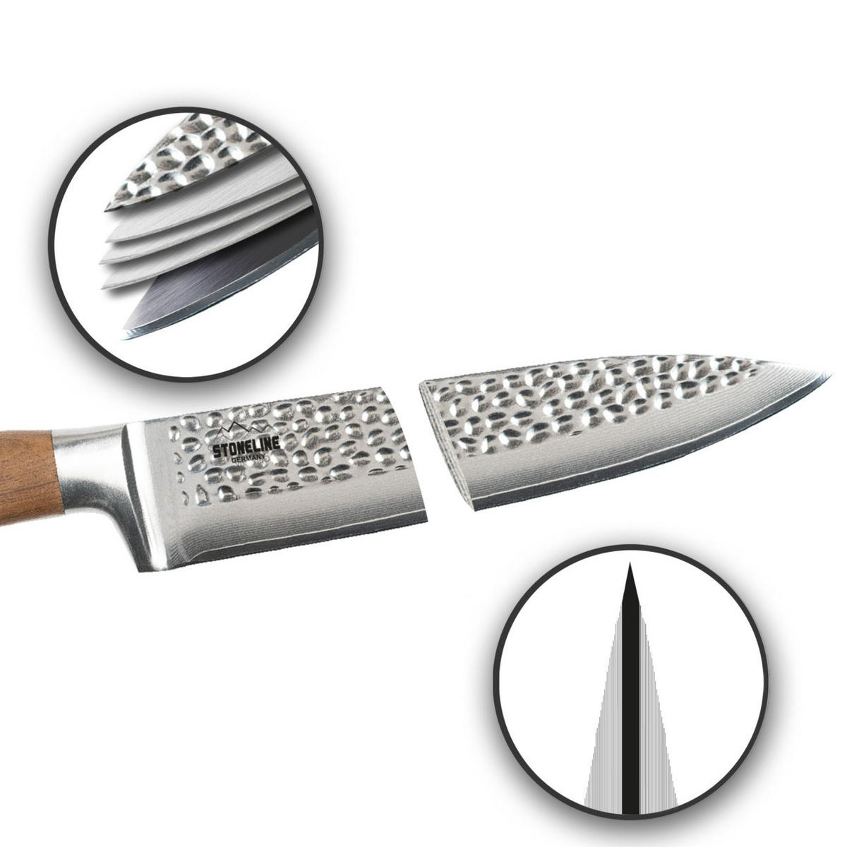 HAMMERSCHLAG DAMASTMESSER KOCHMESSER - Schwarz, Metall (20cm) - Stoneline