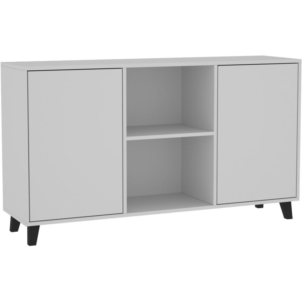 KOMMODE Home mit 2 Türen, ohne Griffe, Weiß - Schwarz/Weiß, Holzwerkstoff (150/85/40cm) - Beautysofa