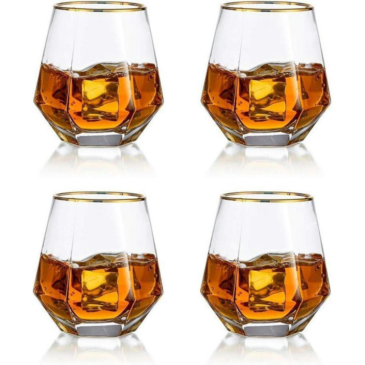 WHISKYGLÄSER 4er-Set mit Goldrand 300 ml - Transparent, Glas (0.3L)