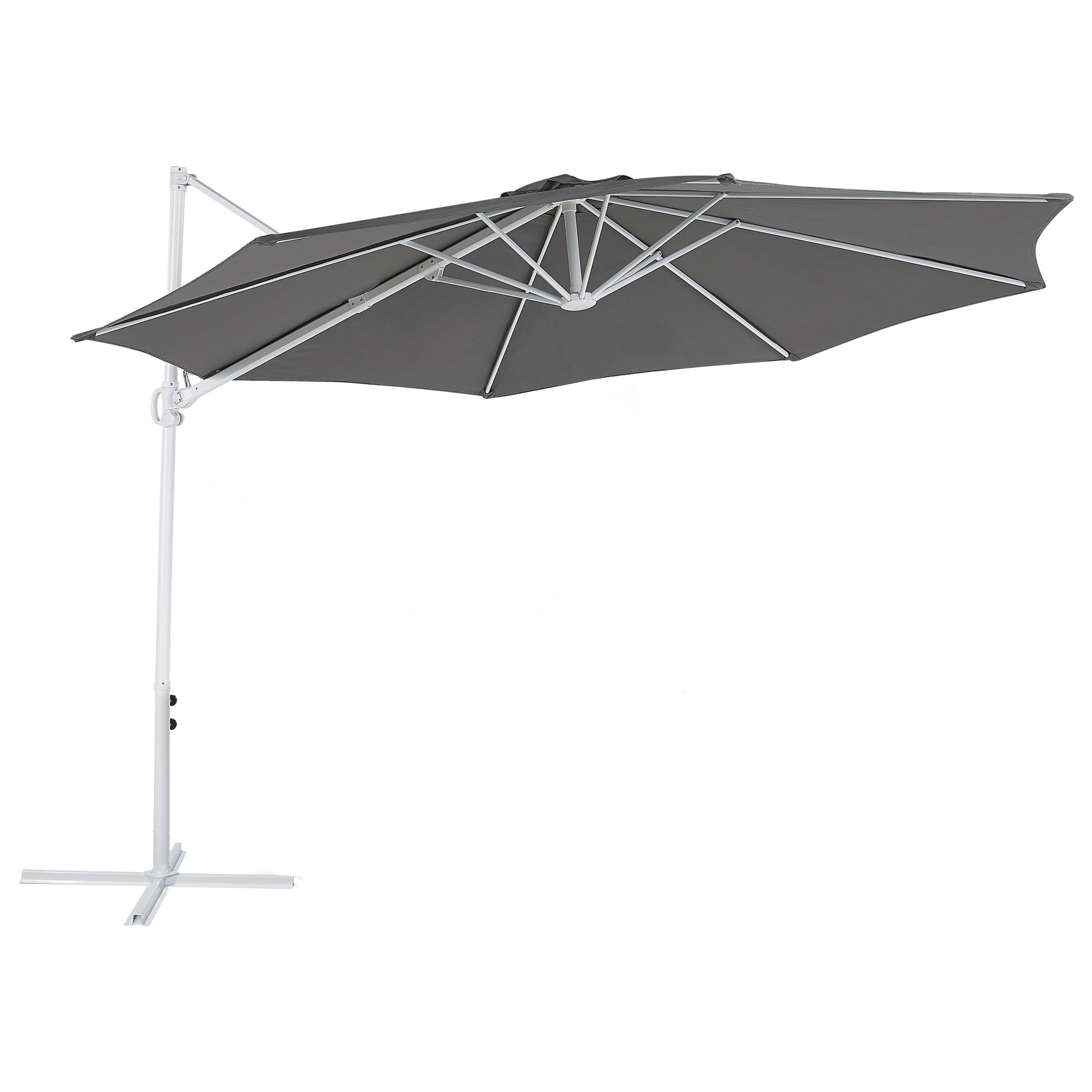 AMPELSCHIRM dunkelgrau/weiß 295 cm Savona II - Weiß/Grau, Textil (295/295cm) - Beliani