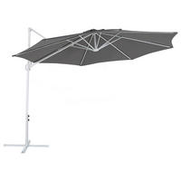 AMPELSCHIRM dunkelgrau/weiß 295 cm Savona II - Weiß/Grau, Textil (295/295cm) - Beliani