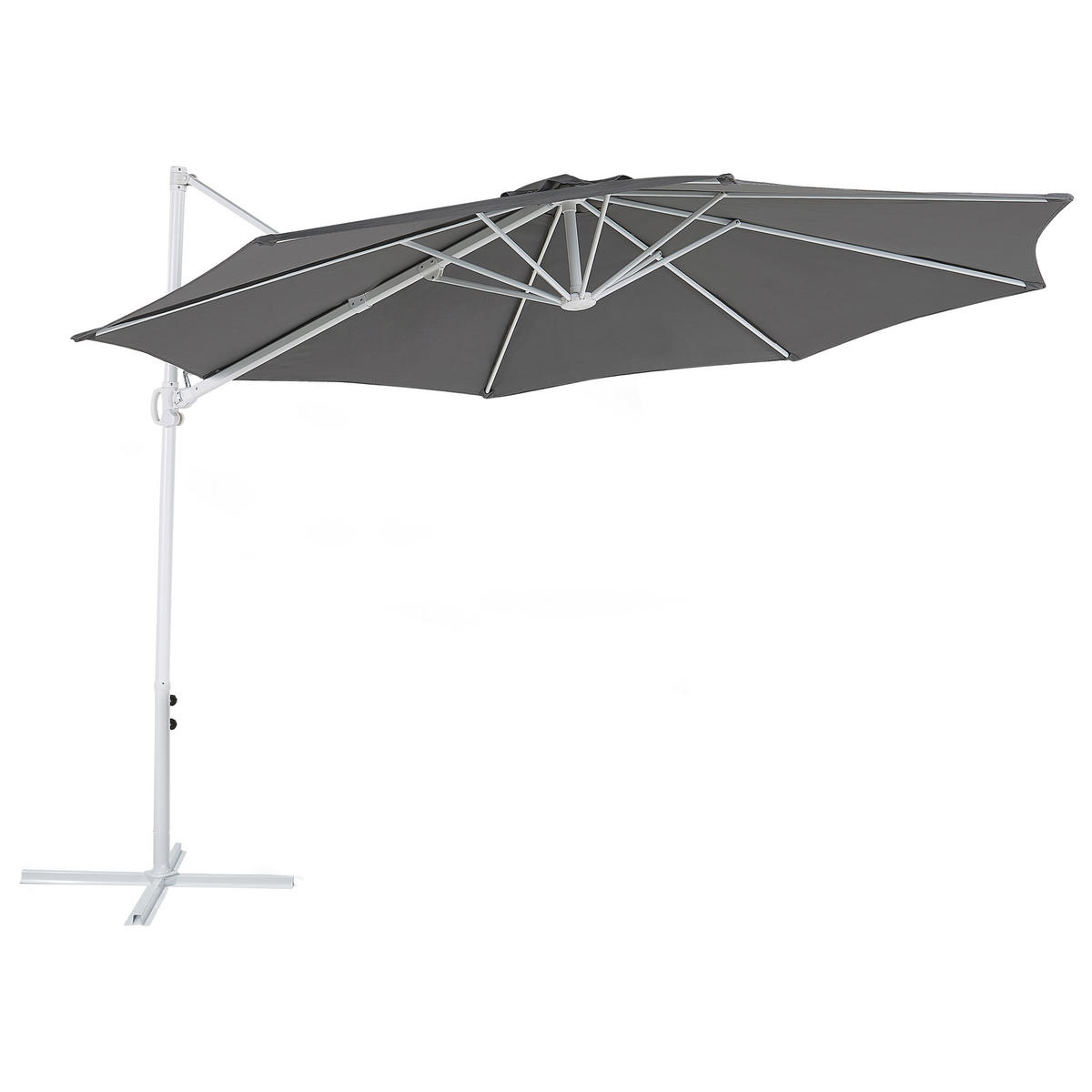 AMPELSCHIRM dunkelgrau/weiß 295 cm Savona II - Weiß/Grau, Textil (295/295cm) - Beliani