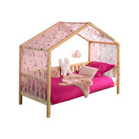 HAUSBETT mit Textilhimmel Kapua 210x170x97 aus Massivholz in Natur - Pink, Holz (90/200cm) - 58aufmkessel