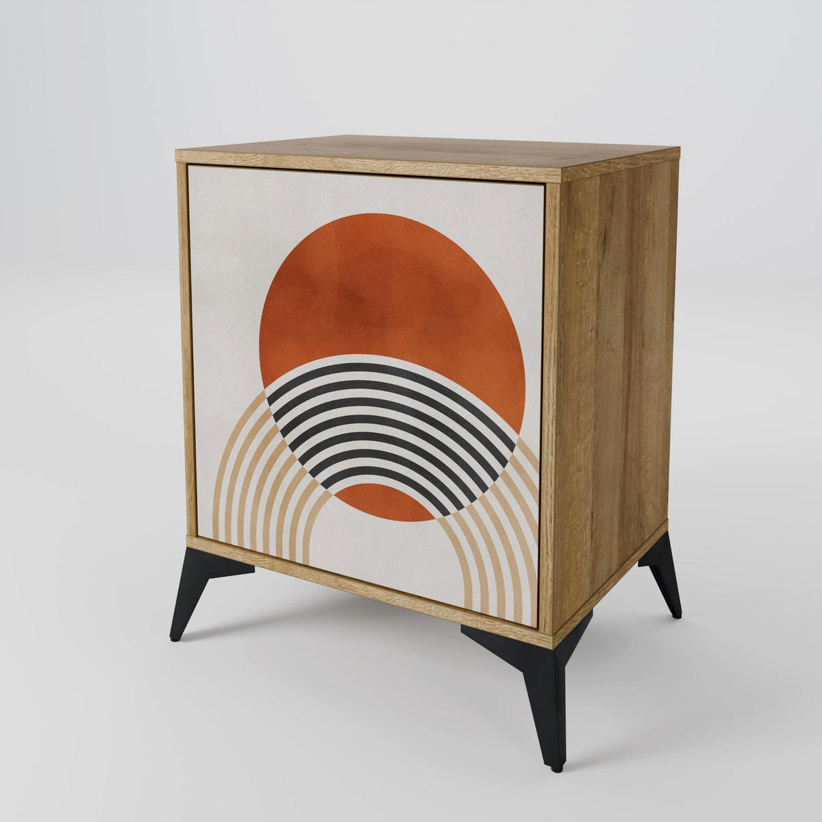SIDEBOARD SPACE AROUND, Eichefarben, 57,5x42x75,5 cm, Goldfarbene Metallfüße - Eichefarben/Goldfarben, Holzwerkstoff/Metall (57.5/75.5/42cm) - SpaceRebels