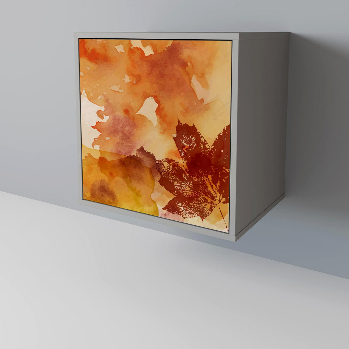 SIDEBOARD TRACES OF AUTUMN, Grau, 57,5x42x75,5 cm, Goldfarbene Metallfüße - Goldfarben/Multicolor, Holzwerkstoff/Metall (57.5/75.5/42cm) - SpaceRebels