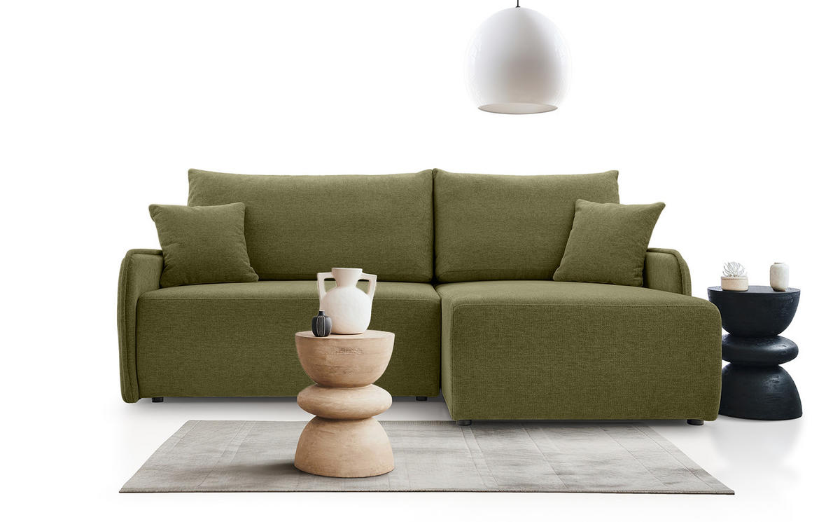 ECKSOFA BLIKO mit Schlaffunktion, Grün - Grün, Textil (198/150cm) - Fedve