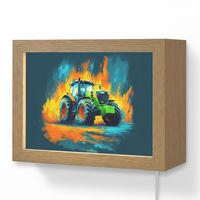 NÁSTĚNNÁ LAMPA Abstrakt - Traktor - Zelený 20x15 cm - tmavě modrá, kompozitní dřevo (20/15/8cm) - OnlyWow