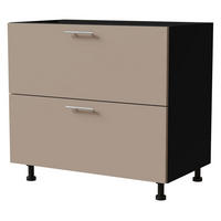 SCHUBLADENUNTERSCHRANK Brerra D2A/90/1A Korpus schwarz / Front RAL 1019 graubeige Matt 90 / 50 / 82 cm - Graubraun/Schwarz, Holz/Holzwerkstoff (90/82/50cm) - Feldmann-Wohnen
