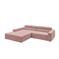 ECKSOFA MIT MOTORISCHEM SITZVORZUG RENO Pink Cord - Pink/Schwarz, Kunststoff/Textil (258/217cm) - KAWOLA