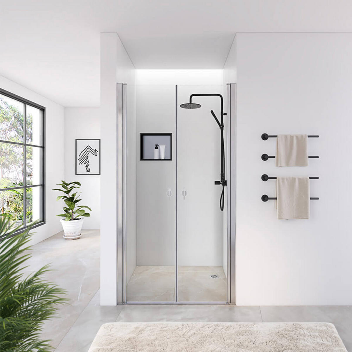 PENDELTÜR LAVEA - 80 cm - Silberfarben, Glas/Metall (80/195cm) - Home Deluxe