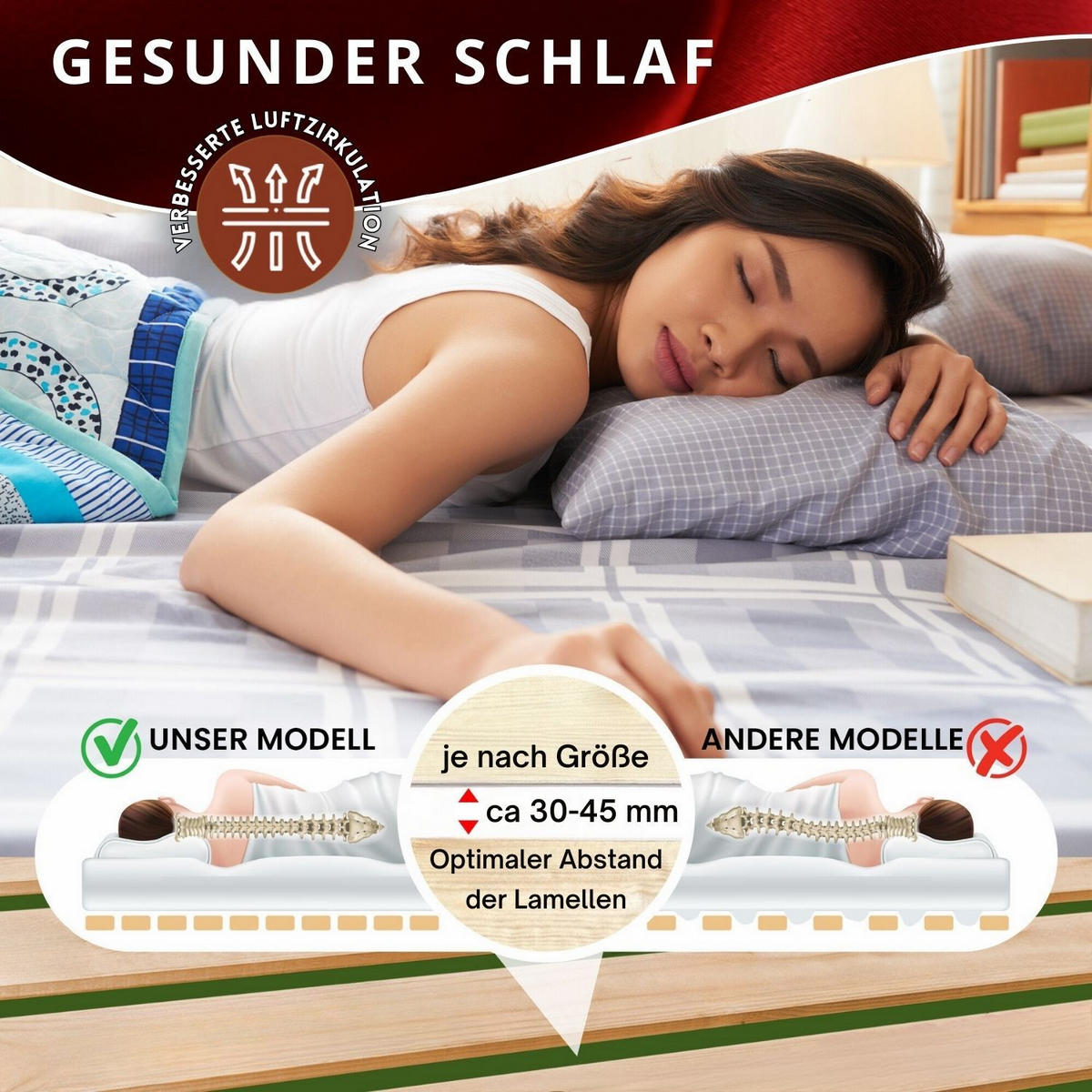 ROLLROST DELUXE Lattenrost belastbar bis 350 kg 70/200 cm - Naturfarben, Holz (70/200cm) - Coemo