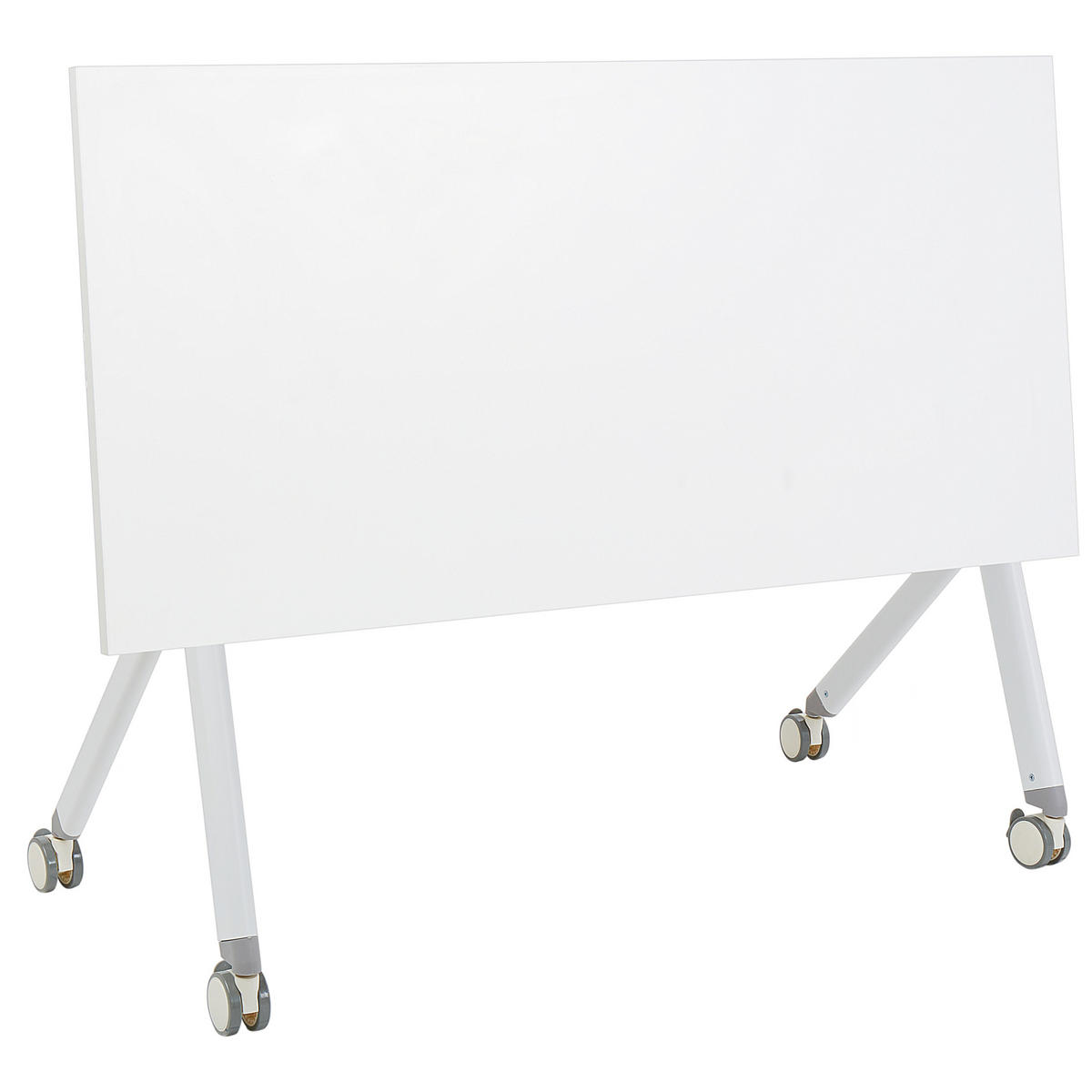 SCHREIBTISCH Zusammenklappbarer Weiß 120/60 cm mit Rädern Bendi - Weiß, Holzwerkstoff (60/120/75cm) - Beliani