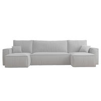 WOHNLANDSCHAFT Scarlo Hellgrau Cordbezug - Hellgrau/Schwarz, Kunststoff/Textil (312/83/145cm) - Selsey