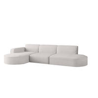 ECKSOFA Designer, Sofa L form MODENA 302 cm stoff Poso Ecru Links - Ecru, Holz (302/296cm) - Kaiser Möbel