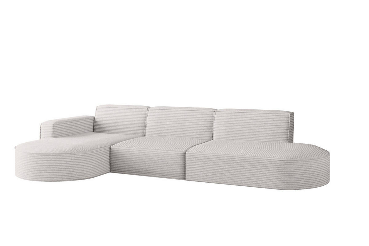 ECKSOFA Designer, Sofa L form MODENA 302 cm stoff Poso Ecru Links - Ecru, Holz (302/296cm) - Kaiser Möbel