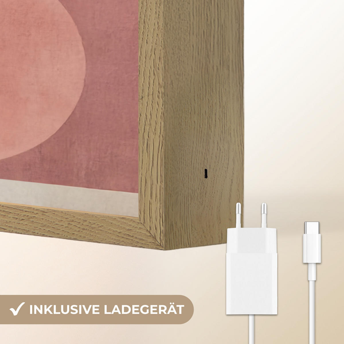 NÁSTĚNNÁ LAMPA S AKUMULÁTOREM Postavy - Abstraktní - Růžová 40x30 cm - starorůžová, kompozitní dřevo (40/30/8cm) - OnlyWow