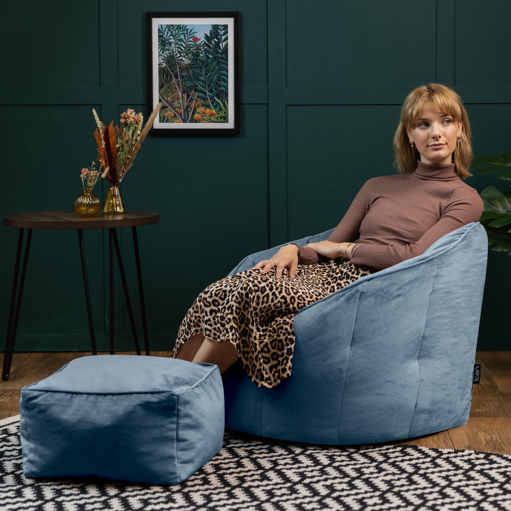 SITZSACK-SESSEL Sirena mit Hocker - Hellblau, Textil (77/64/64cm) - icon