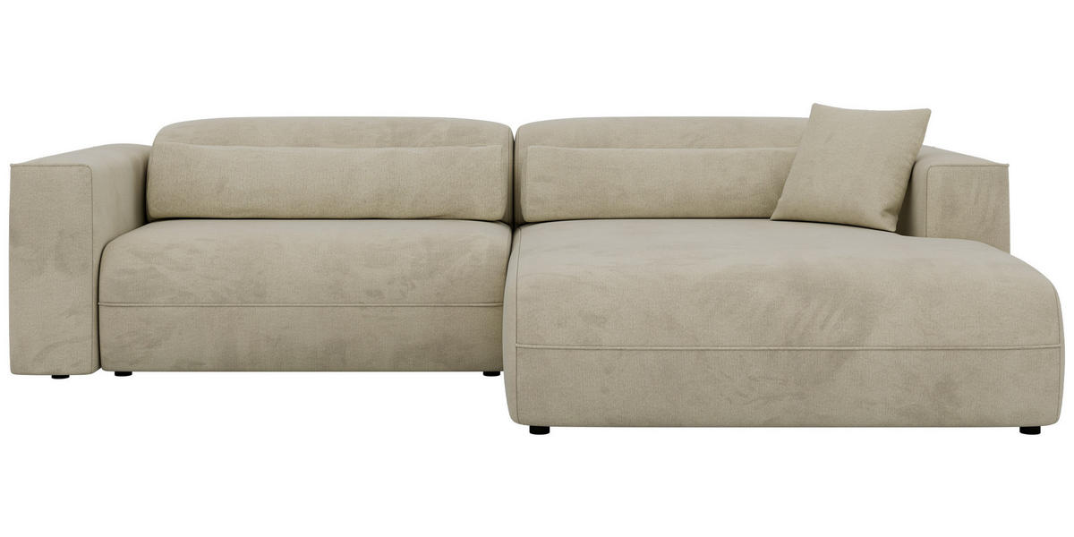 ROHOVÁ SEDAČKA PAZURRO L - Béžová Samet - Vpravo - čierna/béžová, textil/plast (288/180cm) - MKS