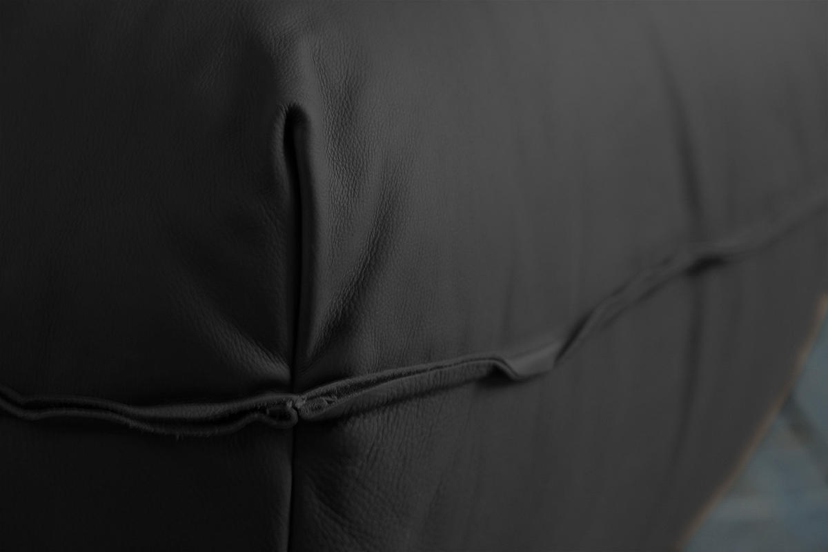 HOCKER DAVITO Schwarz Leder - Schwarz, Leder (102/46/65cm) - KAWOLA