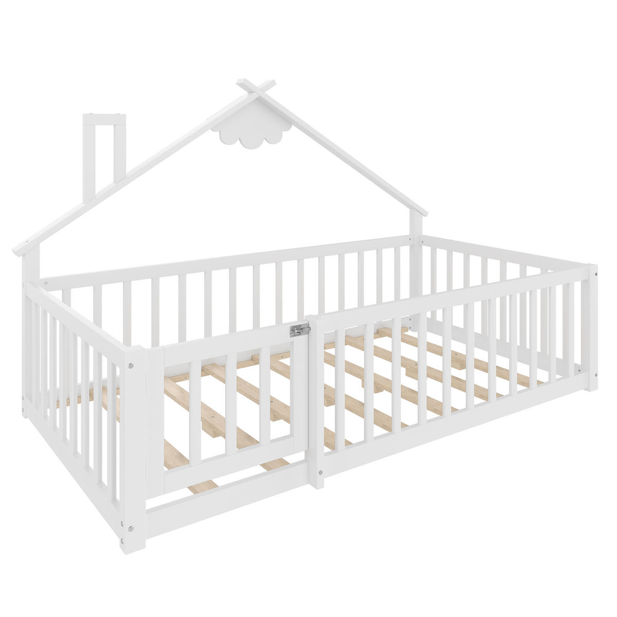 KINDERBETT 90/190 cm in Weiß Kiefer mit Geländer - Weiß, Holz/Holzwerkstoff (90/190cm) - WISHDOR