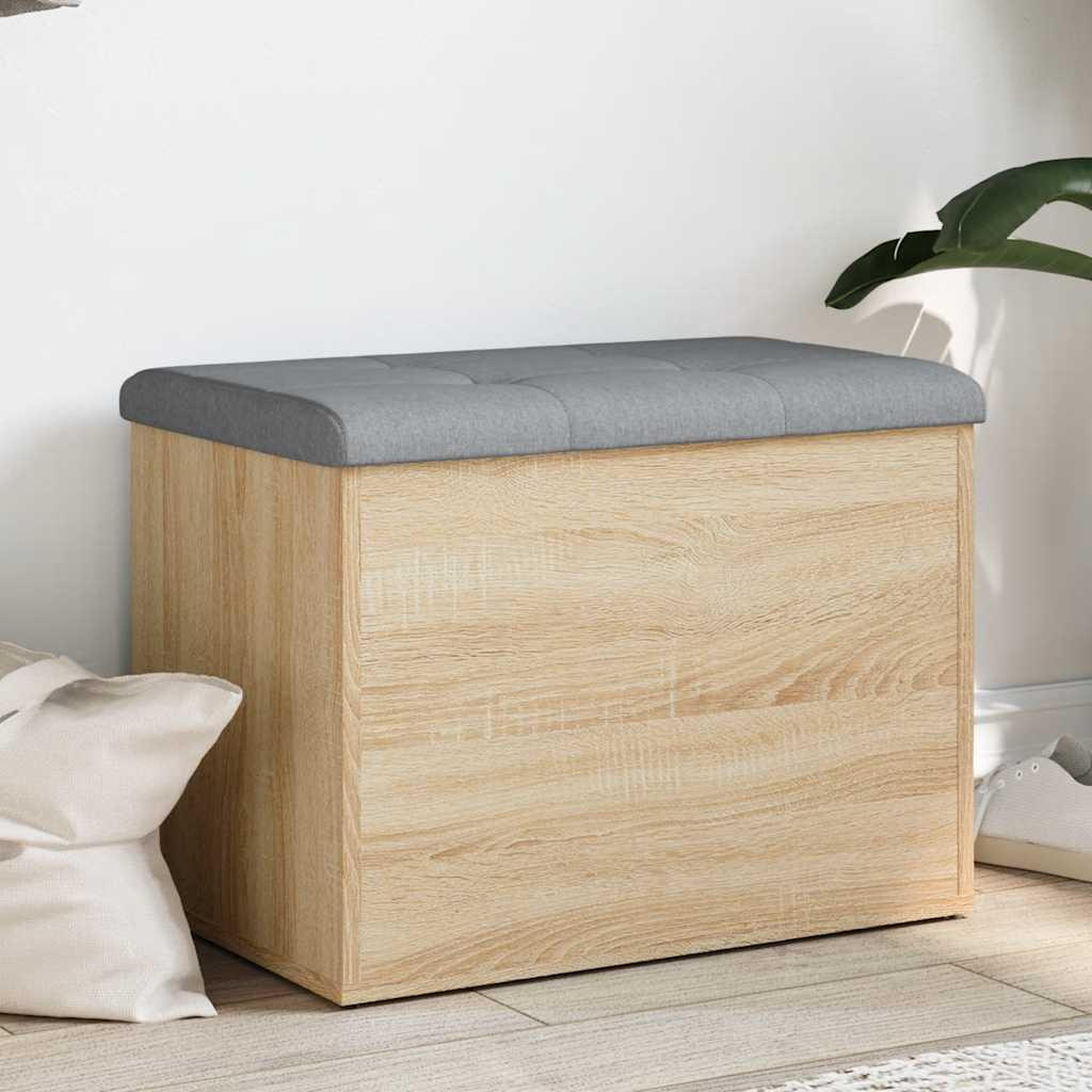 AUFBEWAHRUNGSBANK SONOMA-EICHE 62 X 42 X 45 CM HOLZWERKSTOFF - Hellgrau/Grau, Holz/Textil (42/45/62cm) - vidaXL