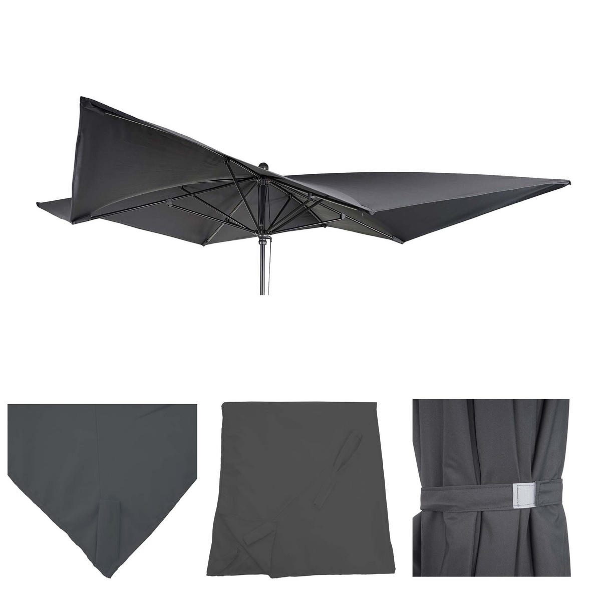 ERSATZ-BEZUG FÜR SCHIRM Anthrazit - Anthrazit, Textil (300/300cm) - MCW