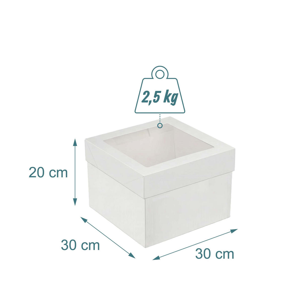 BOX na dorty - bílá, plast/vlnitá lepenka (30/20/30cm) - Relaxdays
