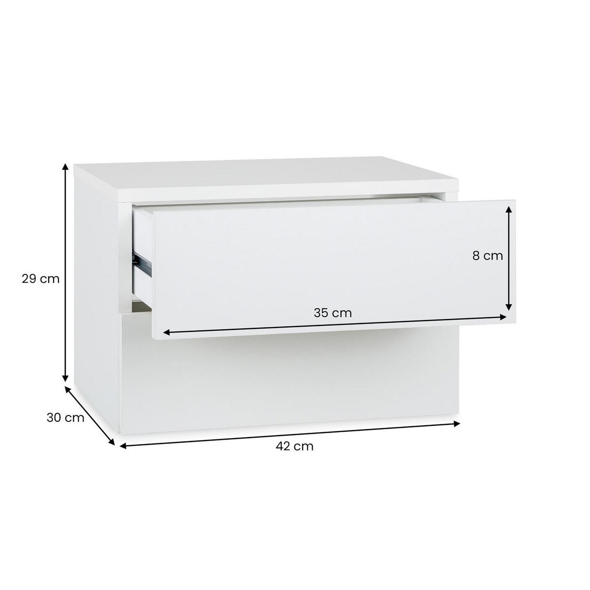 HÄNGENDER NACHTTISCH ANNI weiß - Weiß, Holzwerkstoff (42/29/30cm) - CARO-Möbel