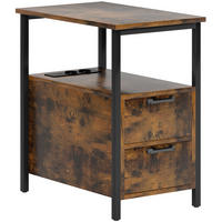 BEISTELLTISCH 55/35/58,5 cm in Braun mit 2 Schubladen und Ladestation - Braun, Holzwerkstoff (55/35/58.5cm) - BEAOK