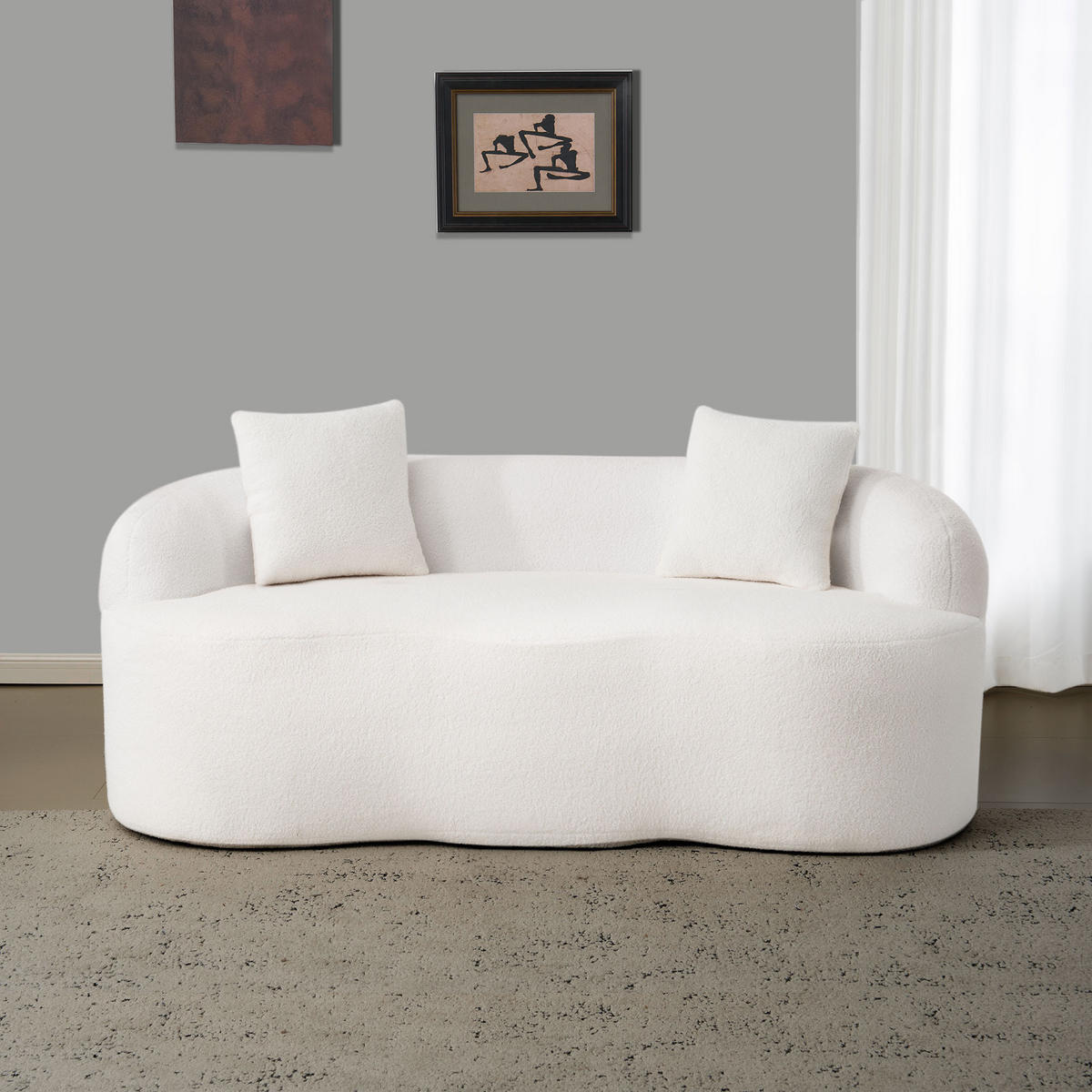 2-SITZER SOFA Polyester Weiß mit Kissen - Weiß, Holzwerkstoff/Textil (170/70/89cm) - WISHDOR