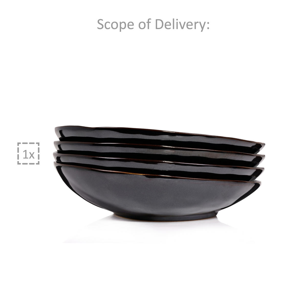 PASTATELLER SET KOPENHAGEN - 4 teilig aus Steingut - Dunkelgrün, Keramik (24cm) - Sänger