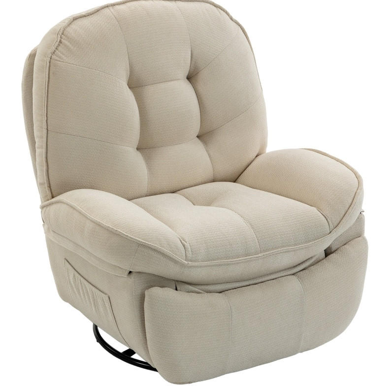 RELAXSESSEL in Cremeweiß 94x95x104 cm mit Dreh-, Wipp- und Liegefunktion - Creme, Textil (95/104/94cm) - IVMEU