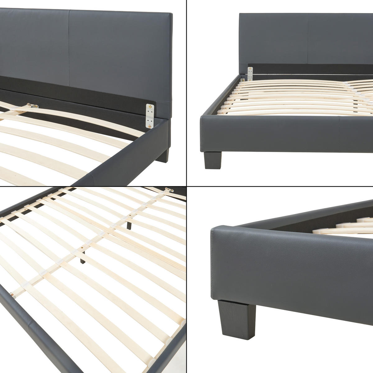 POLSTERBETT Albacete mit Matratze - Dunkelgrau, Textil (180/200cm) - Corium