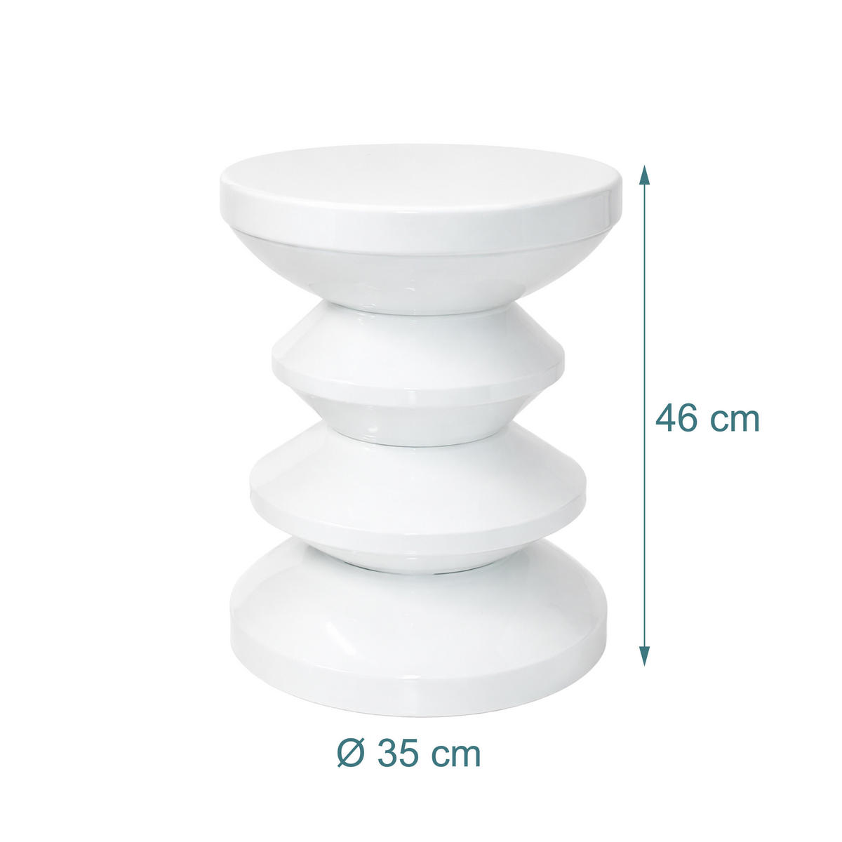 BEISTELLTISCH - Weiß, Metall (35/35/46cm) - Relaxdays