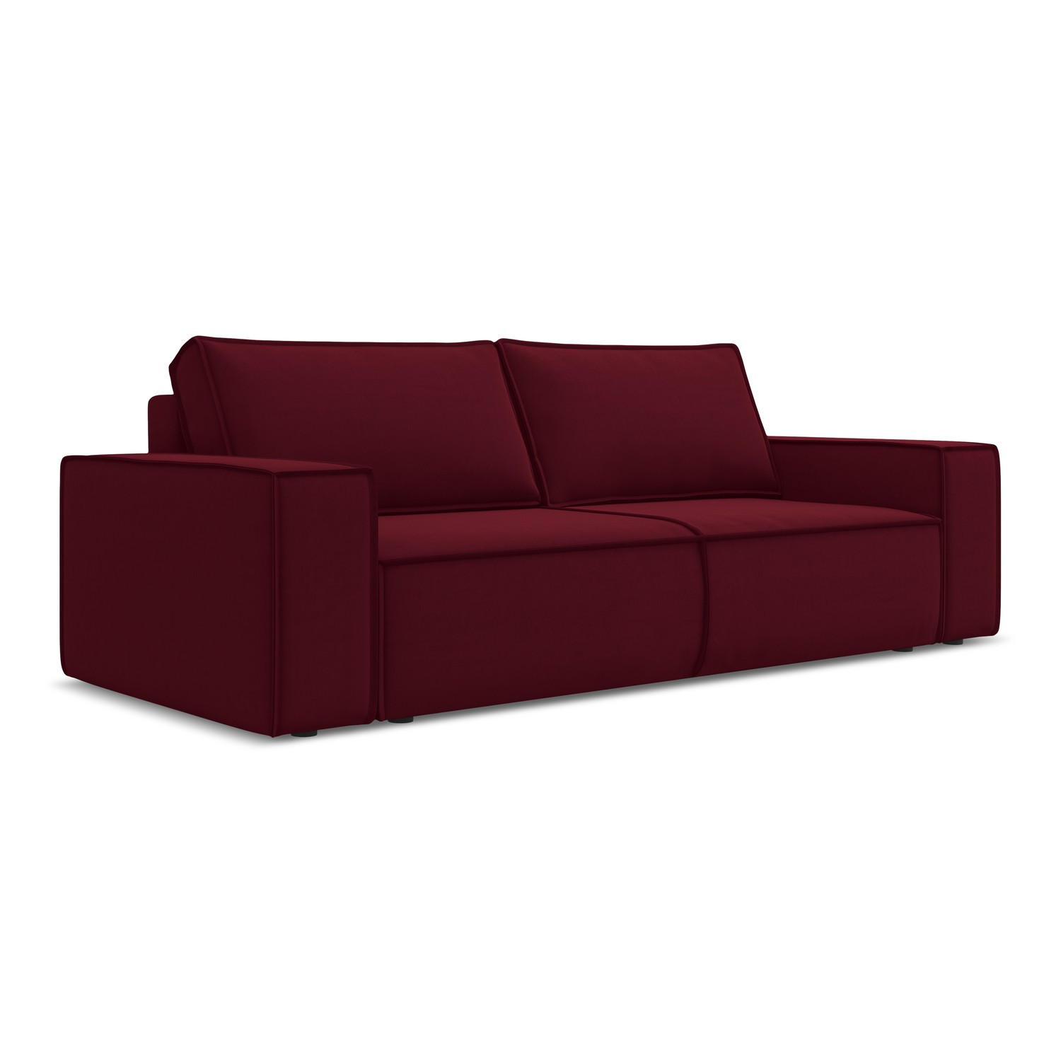 3-SITZER SOFA mit Schlaffunktion Samt Stoff Rot - Bordeaux/Rot, Kunststoff/Textil (255/85/105cm) - LaMiaSofa