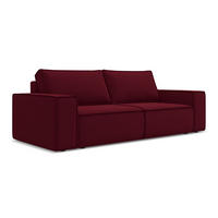 3-SITZER SOFA mit Schlaffunktion Samt Stoff Rot - Bordeaux/Rot, Kunststoff/Textil (255/85/105cm) - LaMiaSofa