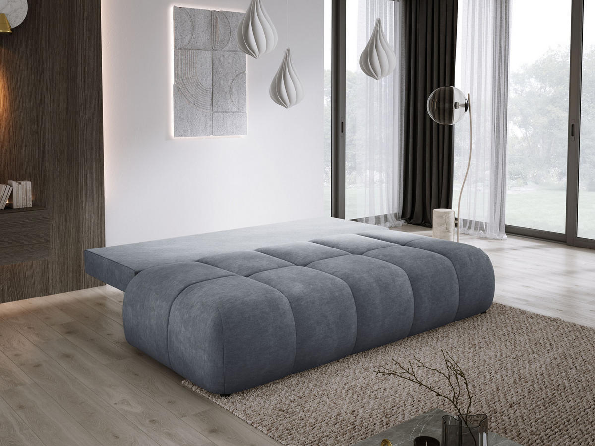 SOFA COCO MINI SCHLAFSOFA mit Bettfunktion, CLOUD Stoffbezug, 2-Sitzer, freistehend, Größe: 205x105x97 cm, Dunkelgrau - Schieferfarben, Holz/Textil (205/97/105cm) - DomoHome