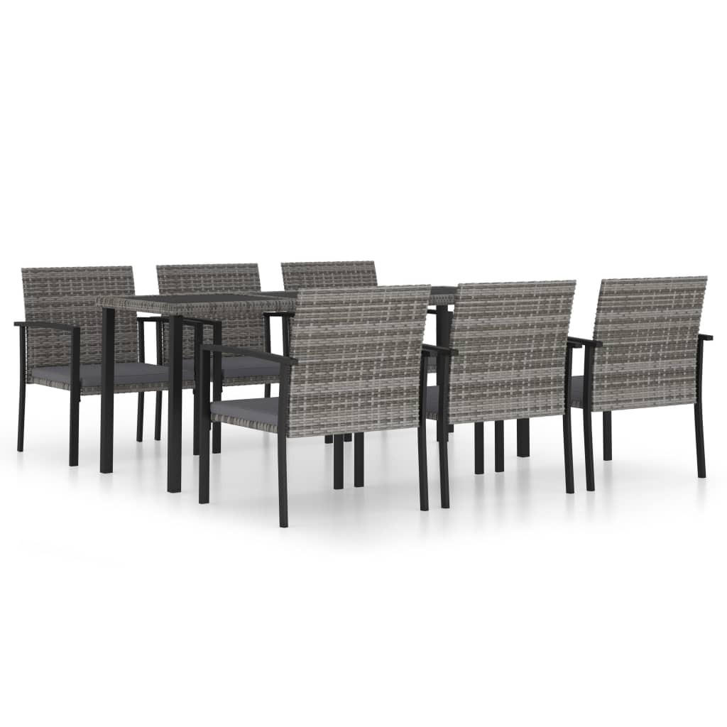 GARTEN-ESSGRUPPE VV Poly Rattan Grau - Grau, Kunststoff/Textil - vidaXL