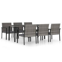 GARTEN-ESSGRUPPE VV Poly Rattan Grau - Grau, Kunststoff/Textil - vidaXL