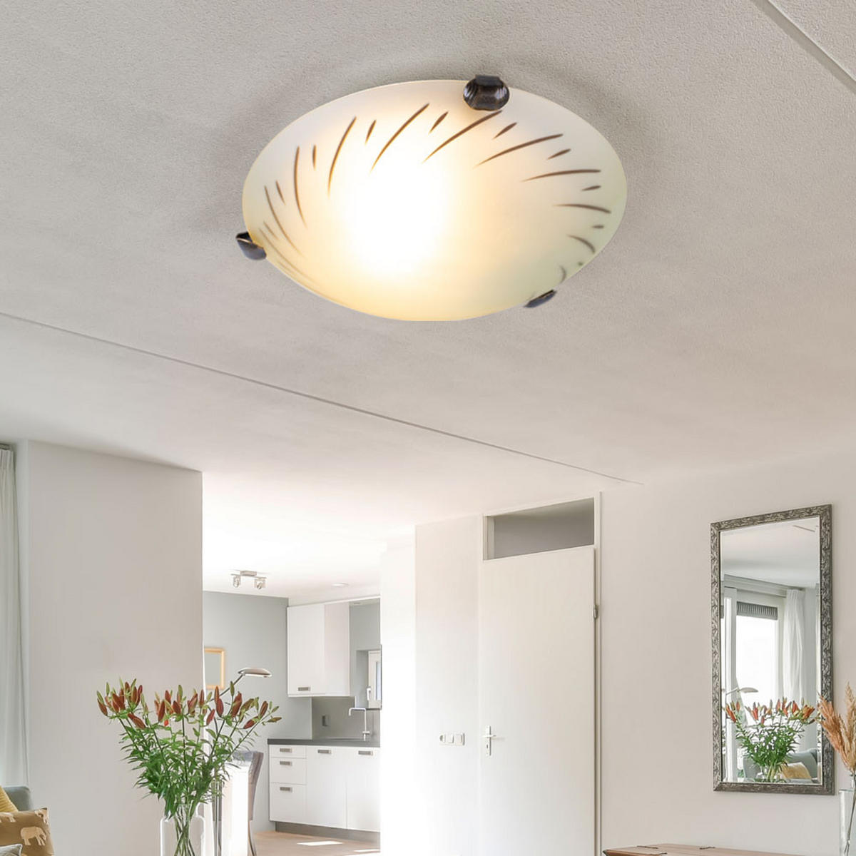 LED DECKENLEUCHTE Metall Glas Weiß Opal - Weiß, Glas (25/25/6.5cm)