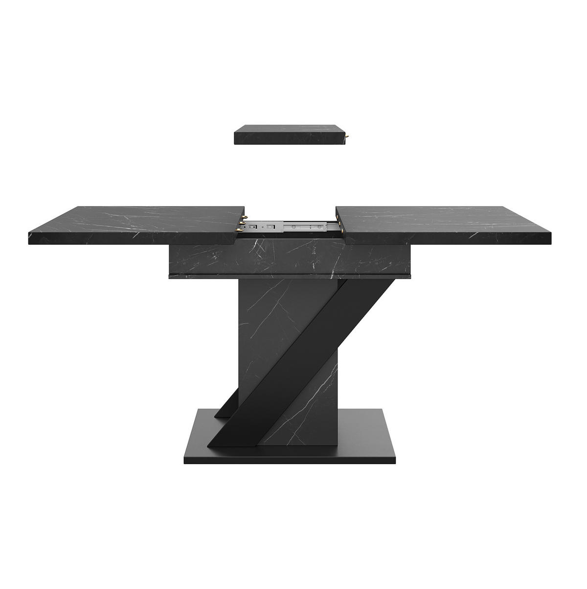 BLAGOVAONSKI stol 110-140/80/75 cm crni od MDF-a na razvlačenje u mramornom izgledu - crna, drvni materijal (110/80/75cm) - OKWISH
