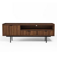 LOWBOARD Nordiva 1T 2S Warmia Walnut 150/55/40 cm – Metallgestell - Walnussfarben/Schwarz, Holzwerkstoff/Metall (155/55/40cm) - AX Living