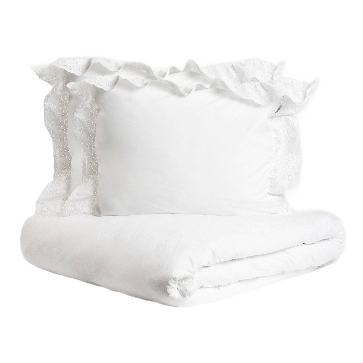 BETTWÄSCHE Morain weiß mit Spitze 220/200 cm - Weiß, Textil (220/200cm) - Homla