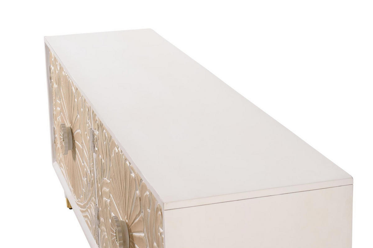 TV-SCHRANK aus weißem Mangoholz mit goldenen Akzenten - Weiß, Holz (170/65/40cm) - Giner y Colomer