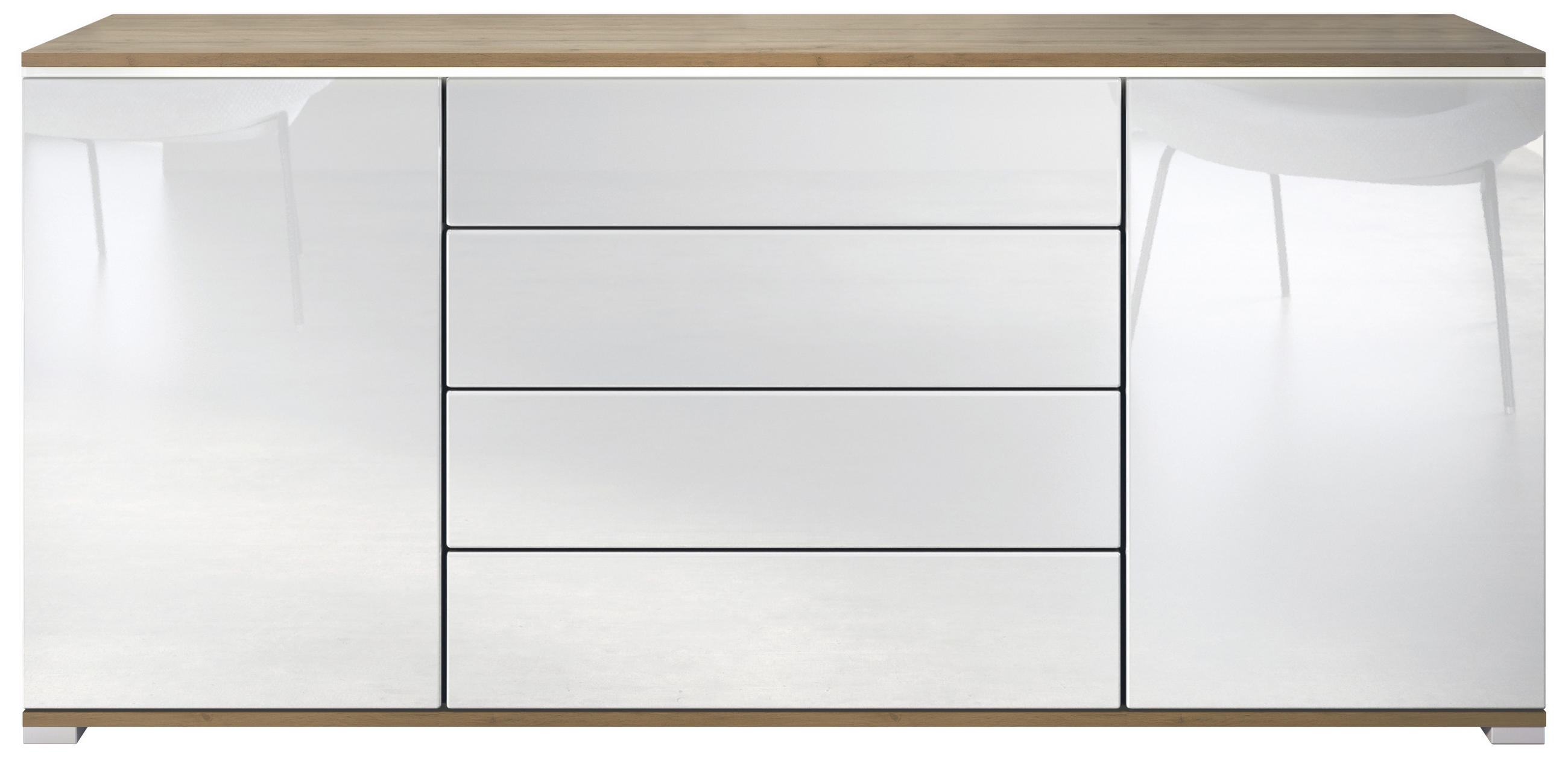 Vladon Sideboard Weiß Hochglanz 166.5x75.5x35 cm