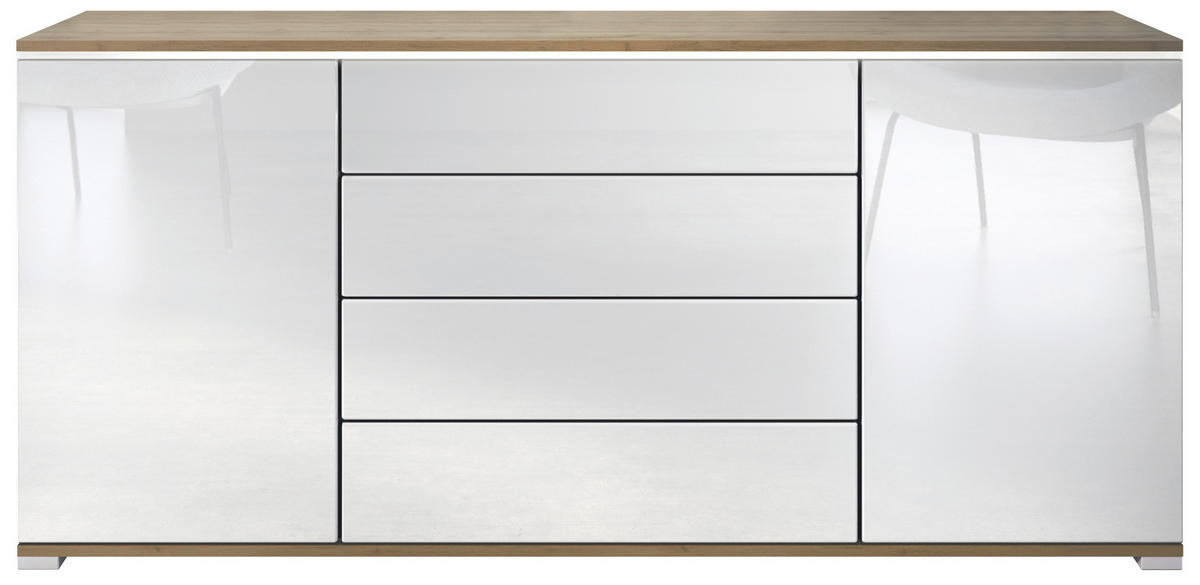 SIDEBOARD Faro Weiß Hochglanz - Weiß Hochglanz, Holzwerkstoff (166.5/75.5/35cm) - Vladon