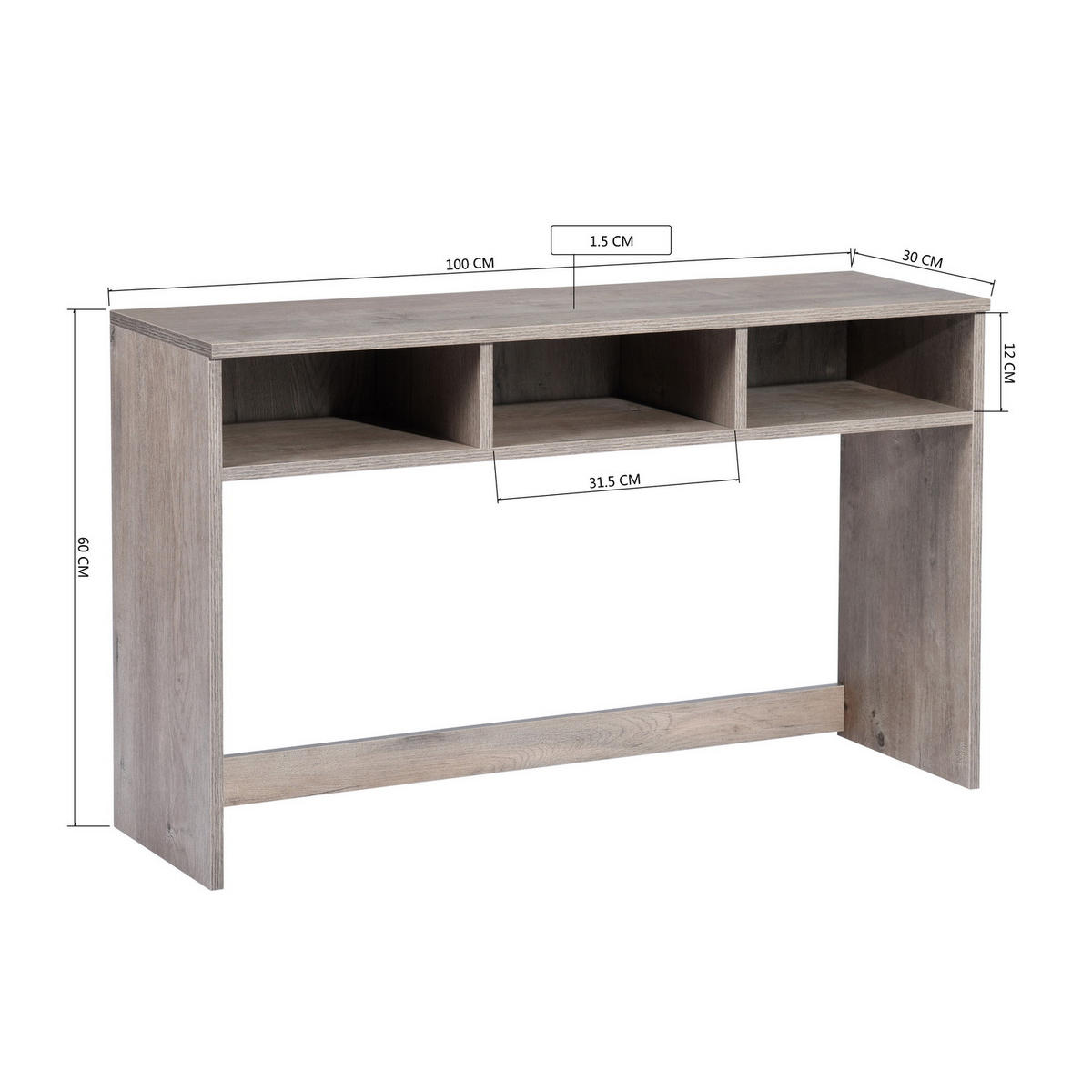 KONSOLENTISCH Beige - Alteiche, Holz (100/30/60cm) - Urban Meuble