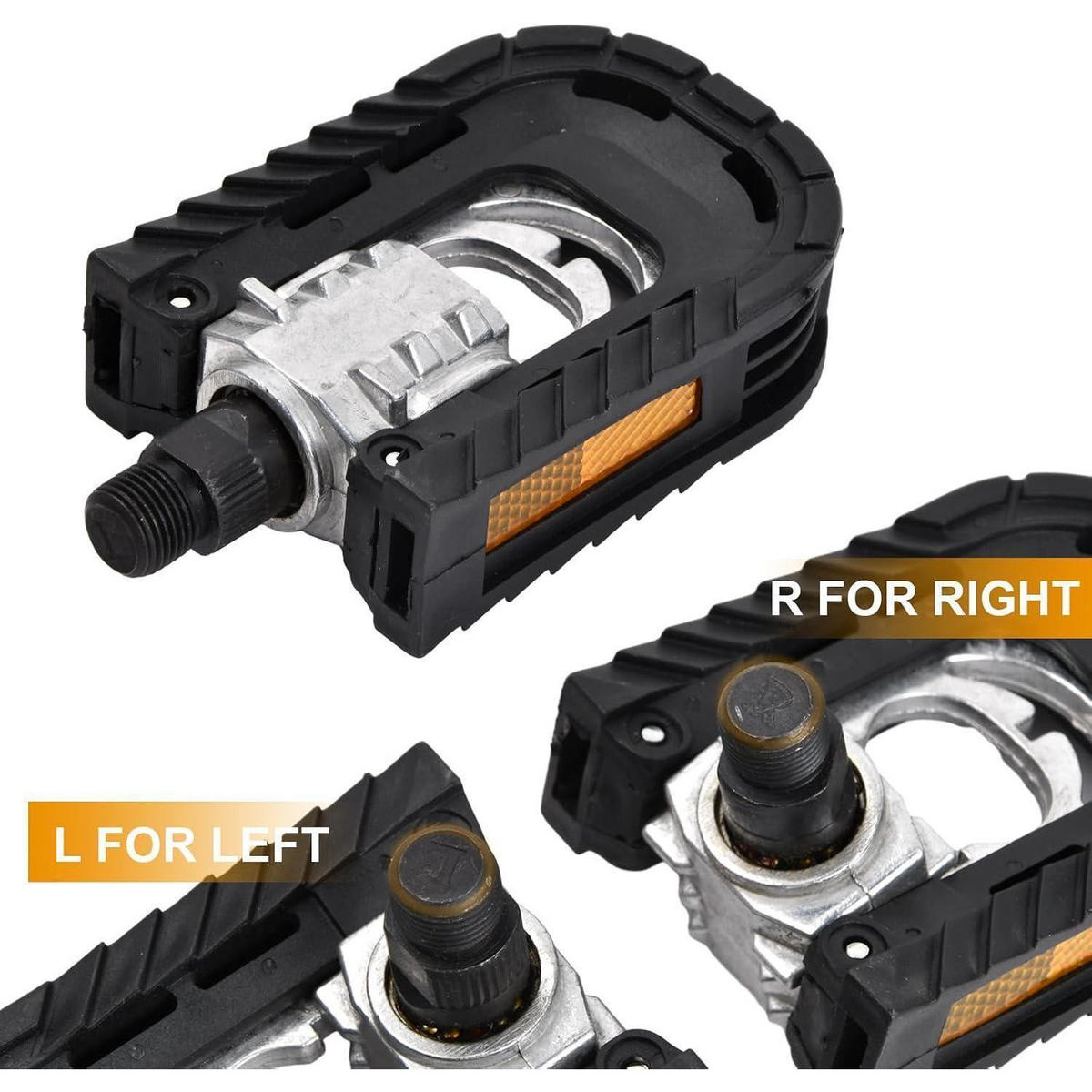 FAHRRADPEDALE Klapppedal mit Anti-Rutsch und Reflektoren Aluminium 9/16 Zoll - Schwarz, Metall (6.9/1.5/12cm)