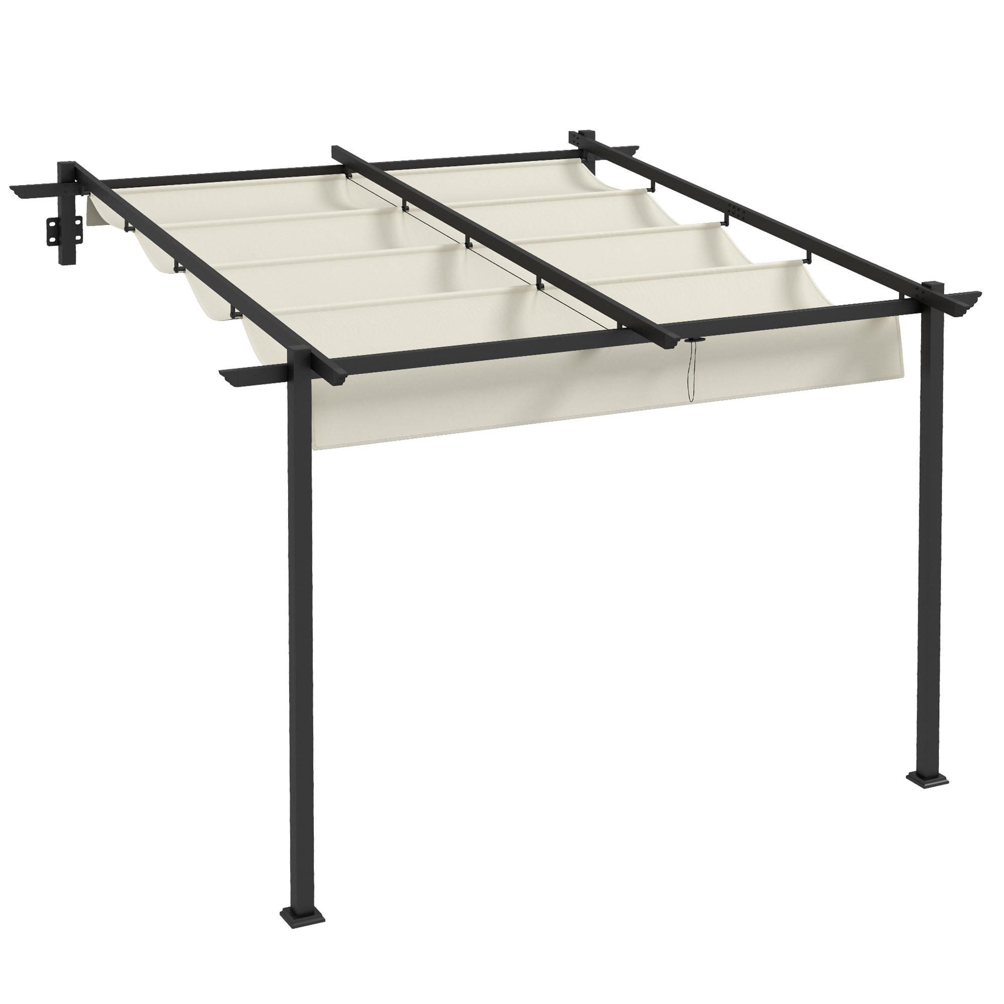 PERGOLA Winddicht Stahl+Polyester Crème - Creme, Kunststoff/Metall (297/230/297cm) - Outsunny